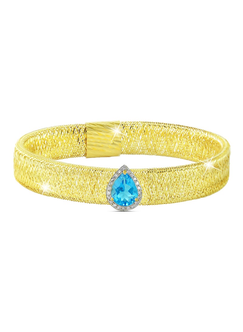 Vera Perla - 18 Karat Gold 0.12 ct Diamonds Topaz Mesh Bracelet - Image 1