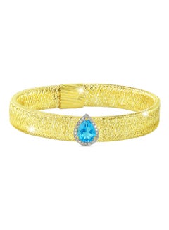 18 Karat Gold 0.12 ct Diamonds Topaz Mesh Bracelet