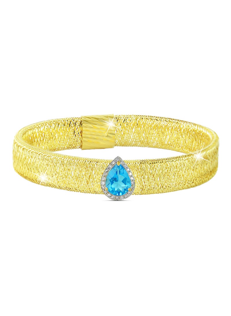 Vera Perla - 18 Karat Gold 0.12 ct Diamonds Topaz Mesh Bracelet - Image 1