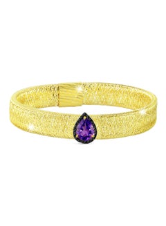 18 Karat Gold 0.12 ct Diamonds Amethyst Mesh Bracelet
