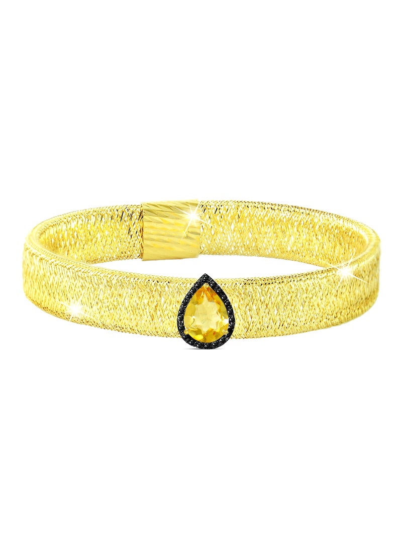 Vera Perla 18 Karat Gold 0.12 ct Diamonds Citrine Mesh Bracelet  - Image 2