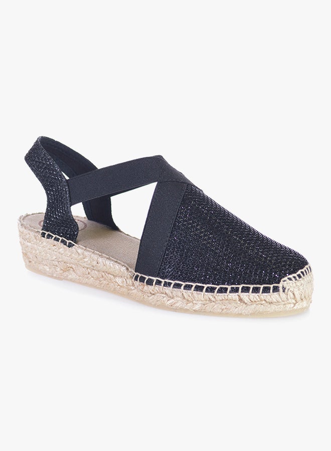 Toni Pons - Velino-S Shimmery Elastic Strap Wedge Espadrille Black - Image 1