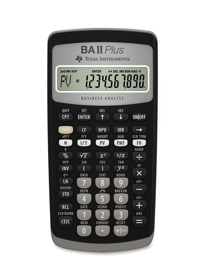 TEXAS INSTRUMENTS - 10-Digit TI BA II Plus Financial Calculator Black/Silver - Image 1