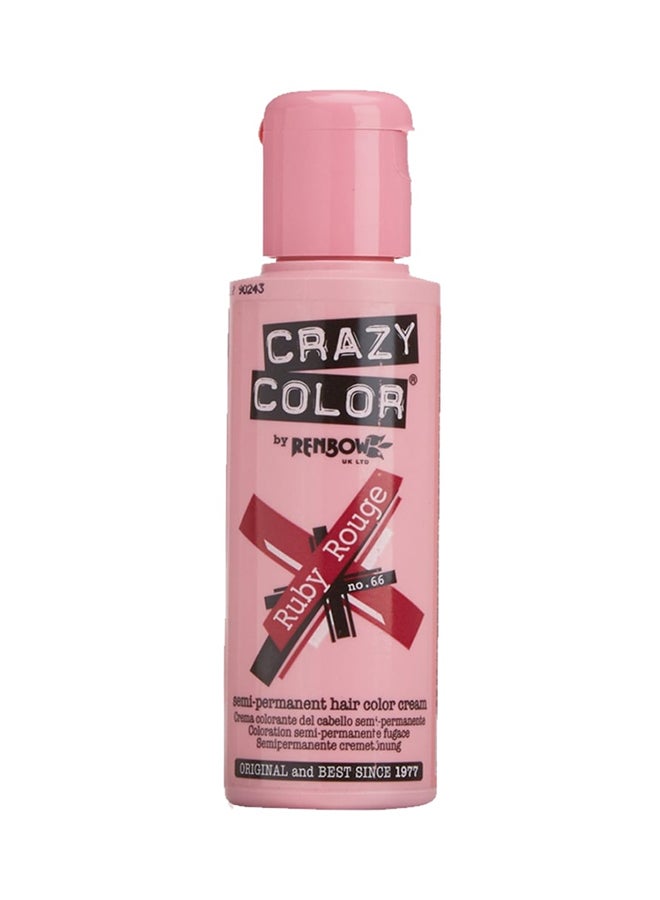 Crazy Color Semi Permanent Hair Colour Creme Ruby Rouge 66 100ml 