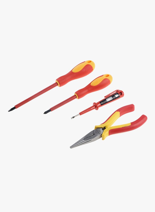LAWAZIM 4-Piece Insulated Screwdriver Set With Tester And Plier Red/Yellow - Image 2
