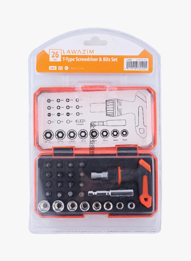LAWAZIM - 26-Piece T-Type Screwdriver And Bit Set Multicolour - Image 1