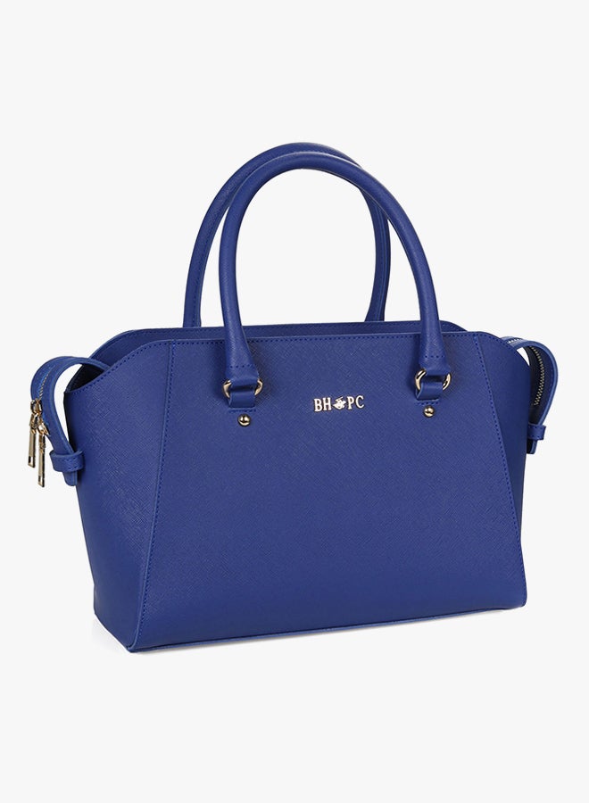 BEVERLY HILLS POLO CLUB Satchel Leather Bag With Zippered Closure Sax Blue - Image 3