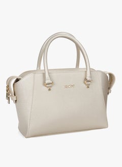 BEVERLY HILLS POLO CLUB Satchel Leather Bag With Zippered Closure Gold  - Image 3