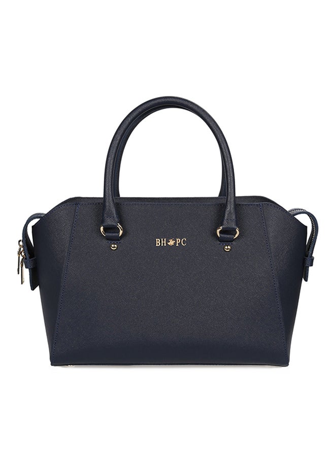 BEVERLY HILLS POLO CLUB - Satchel Leather Bag With Zippered Closure Dark Blue - Image 1