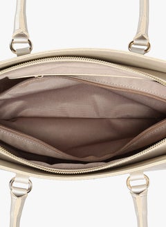 BEVERLY HILLS POLO CLUB Satchel Leather Bag With Zippered Closure Gold  - Image 4