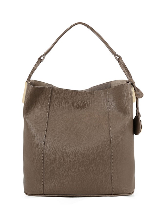 BEVERLY HILLS POLO CLUB - Magnetic Snap Closure Hobo Bag With Pouch Dark Mink - Image 1