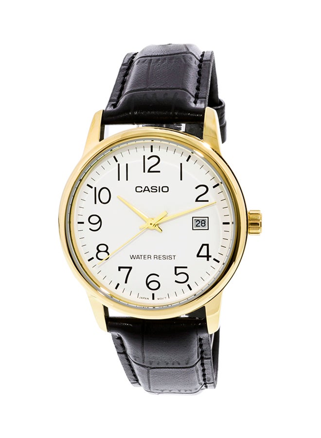 كاسيو ساعة يد بعقارب وسوار من الجلد - طراز MTPV002GL-7B2 للرجال - Image 1