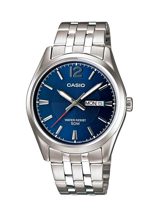 كاسيو ساعة يد بعقارب وسوار من الإستانلس ستيل طراز MTP1335D-2AV - 38 مم - فضي للرجال - Image 1