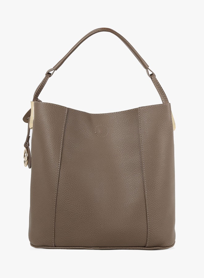 BEVERLY HILLS POLO CLUB - Magnetic Snap Closure Hobo Bag With Pouch Dark Mink - Image 1