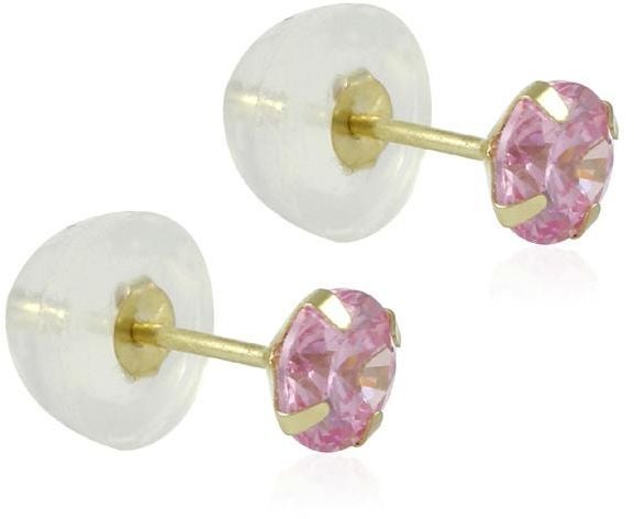 Golden Choice - 10K Solid Gold Tiny 2mm Pink CZ Stud Earrings - Image 1