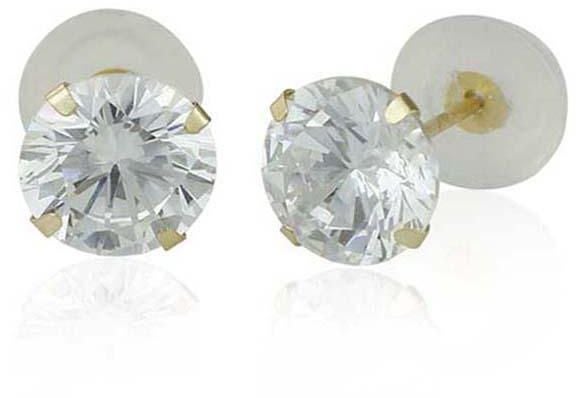Golden Choice - 14K Solid Gold 2mm Tiny Briliant Clear CZ Stud Earrings - Image 1