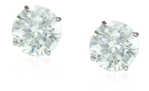 Golden Choice 14 Karat  White Gold Cubic Zirconia Stud Earrings  - Image 2