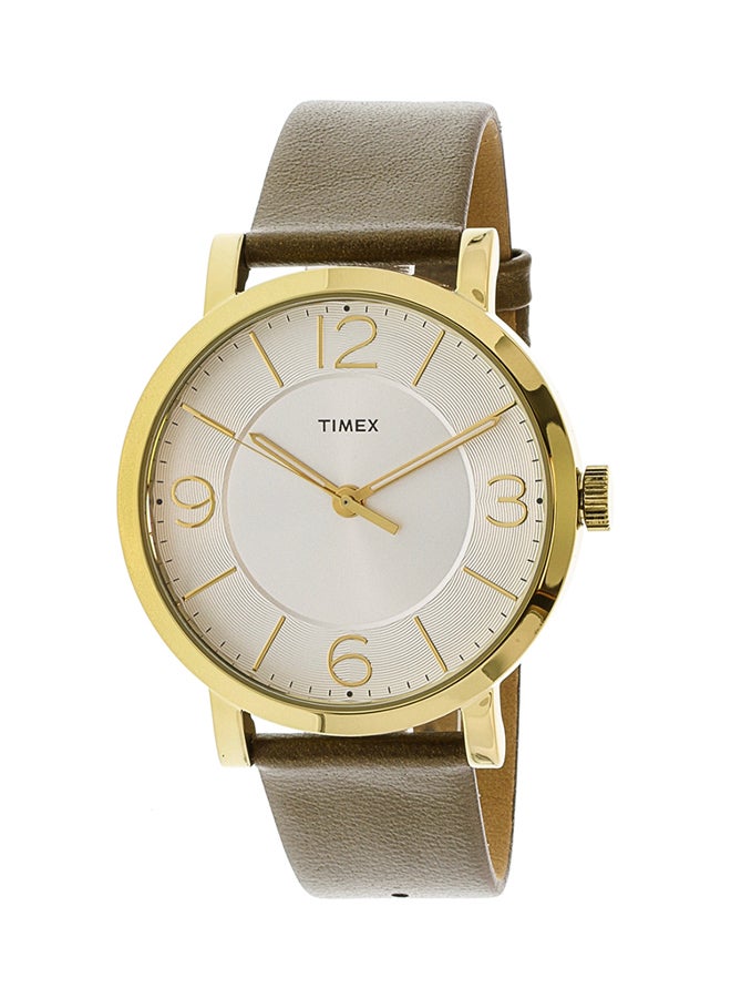 ساعة يد بعقارب وسوار من الجلد طراز TW2R11500 women