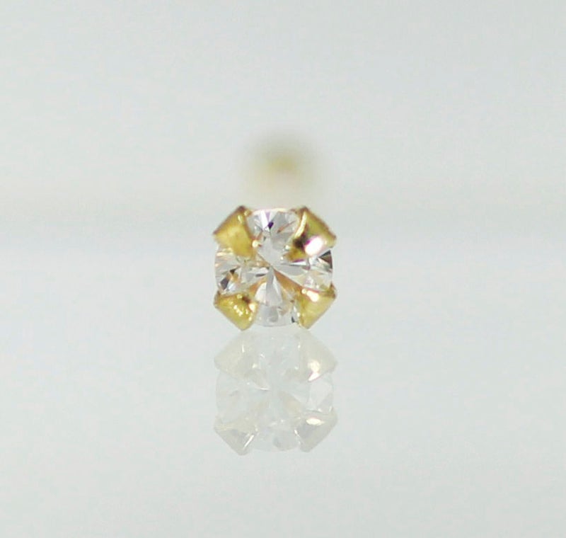 Golden Choice - 9K Solid Gold 1.5mm Clear CZ Bone Nose Stud - Image 1