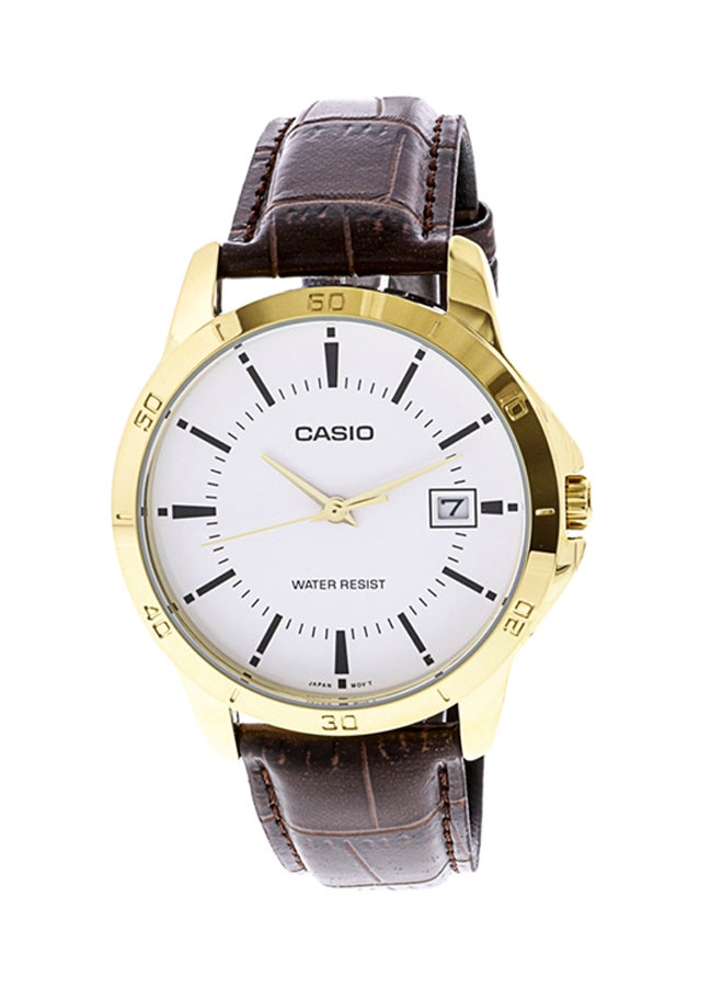 CASIO Men's Leather Strap Analog Wrist Watch MTPV004GL-7A - 42 mm - Brown  - Image 1