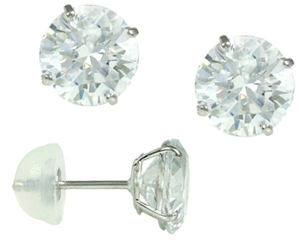 Golden Choice 14 Karat  White Gold Cubic Zirconia Stud Earrings  - Image 1
