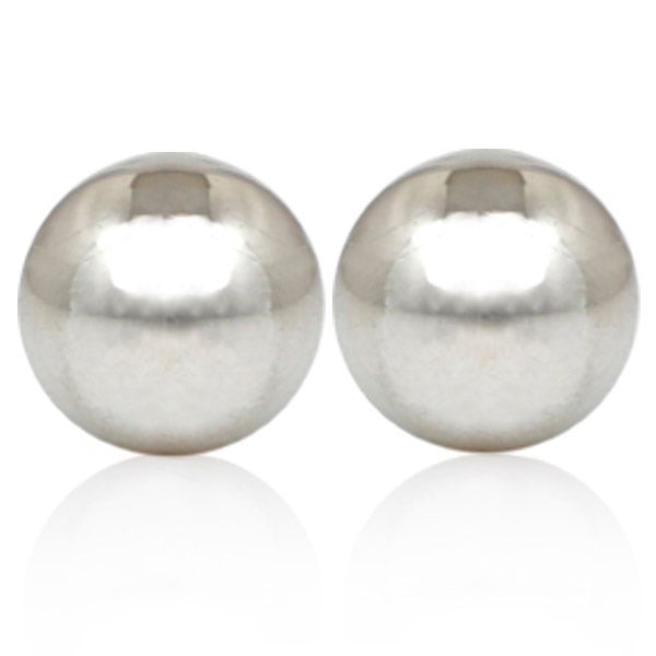 Golden Choice - 10 Karat  White Gold High Polished Ball Stud Earrings - Image 1