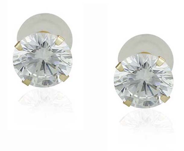 Golden Choice 10 Karat  Gold Tiny Briliant Clear Cubic Zirconia Stud Earrings  - Image 3