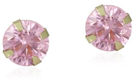 Golden Choice - 10K Solid Gold Tiny 2mm Pink CZ Stud Earrings - Image 1