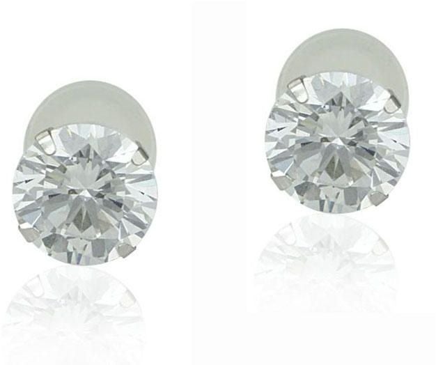Golden Choice - 14 Karat  White Gold Clear Cubic Zirconia Stud Earrings - Image 1