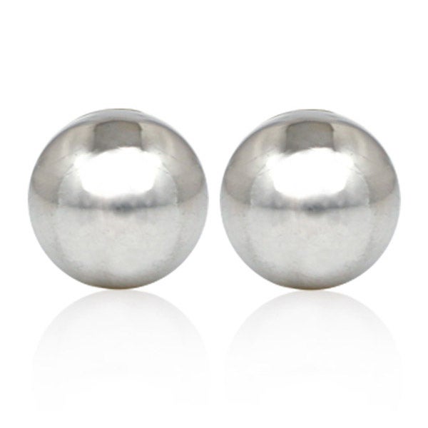Golden Choice - 14K Solid White Gold 5mm High Polished Ball Stud Earrings - Image 1