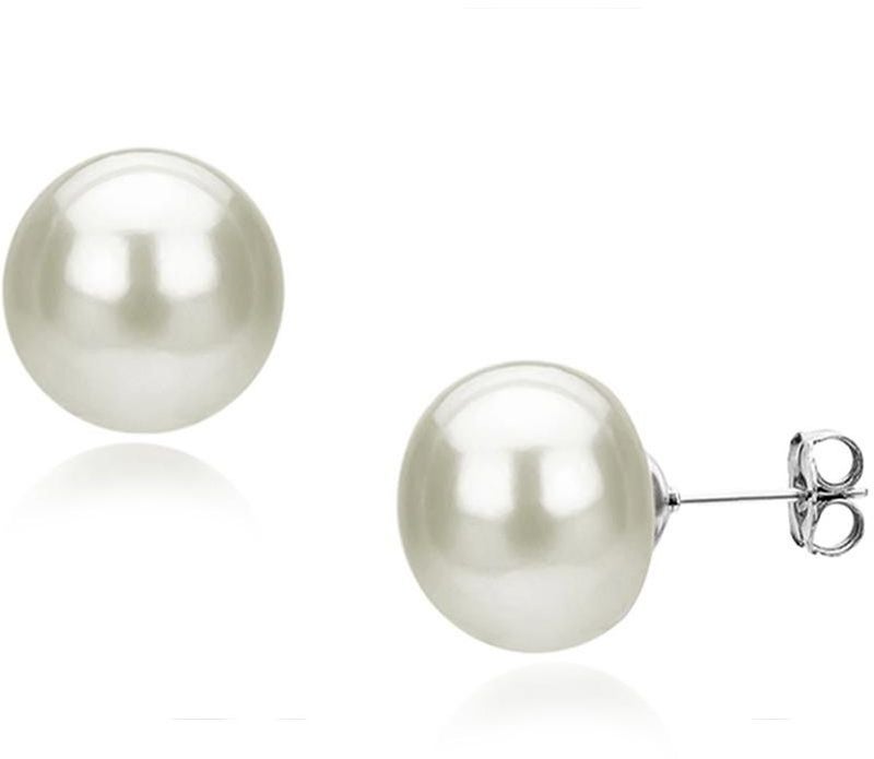 Golden Choice - 925 Sterling Silver 8mm White AAA Freshwater Pearl Earrings - Image 1