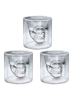 3-Piece Skull Shot Glass Set Clear 3 x 75ml