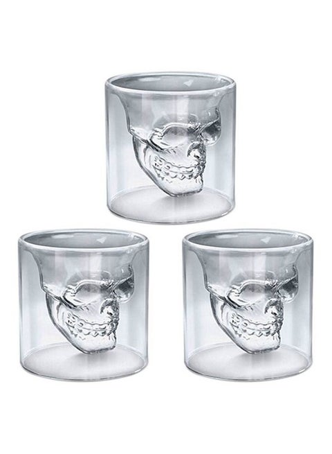 3-Piece Skull Shot Glass Set Clear 3 x 75ml