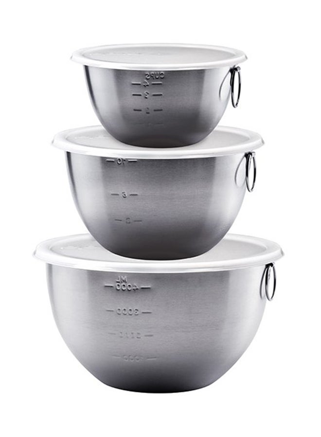 Tovolo 3-Piece Stainless Steel Mixing Bowl Set Silver/White - Image 1