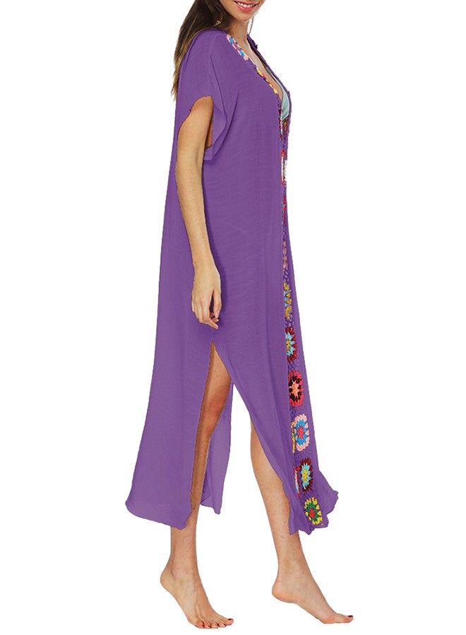 Summer-Side Open Beach Dress Purple  - Image 2