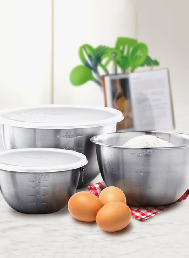 Tovolo 3-Piece Stainless Steel Mixing Bowl Set Silver/White - Image 2