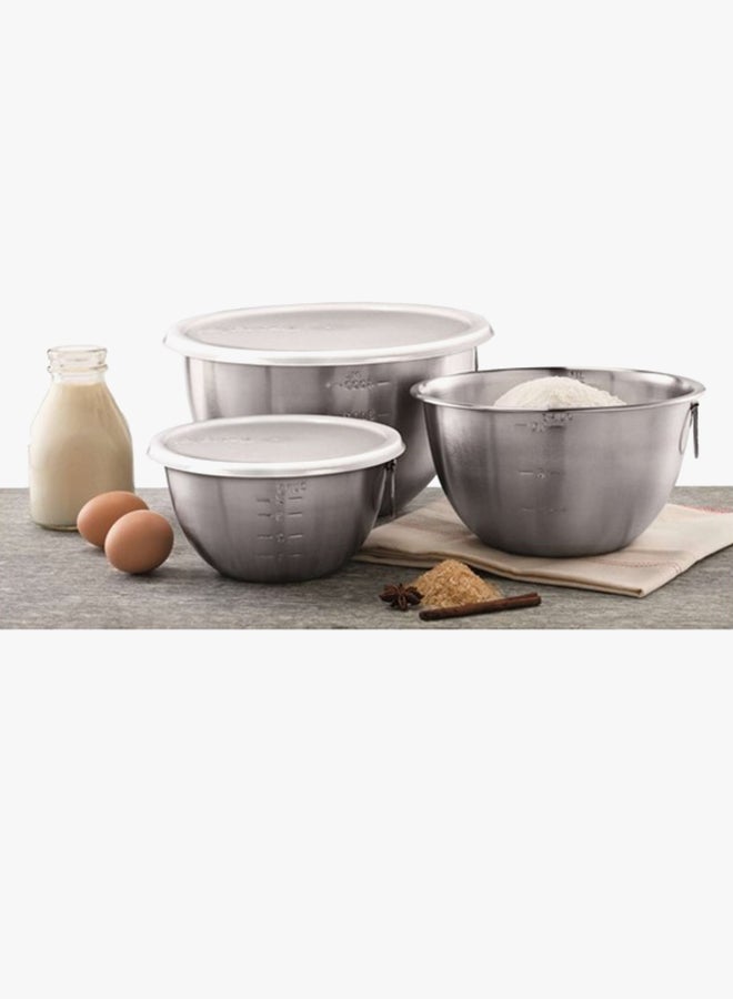 Tovolo 3-Piece Stainless Steel Mixing Bowl Set Silver/White - Image 3