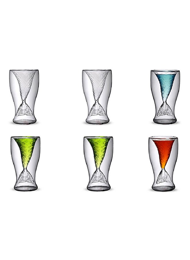 YupFun 6-Piece Cute Mermaid Tail Shot Glass Set Clear Standard 