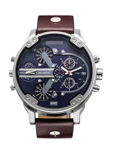 Men's Water Resistant Leather Analog Watch 6820