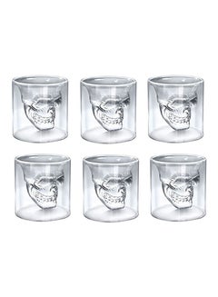 6-Piece Skull Shot Glass Set Clear 75ml