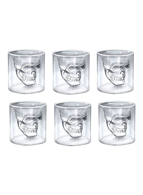 6-Piece Skull Shot Glass Set Clear 75ml