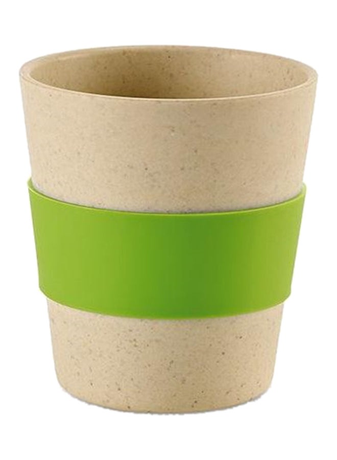 Bamboo Fiber Cup With Silicone Sleeve Beige/Green 320ml 
