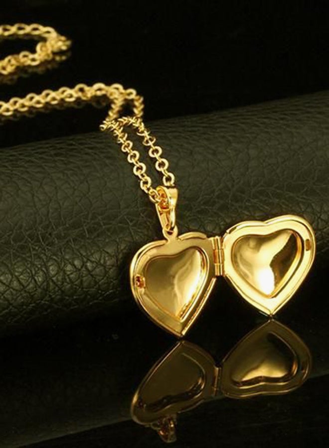 Generic - 18 Karat Gold Plated Cubic Zircon Heart Locket Pendant Necklace Set With 18k GP Stamp - Image 1