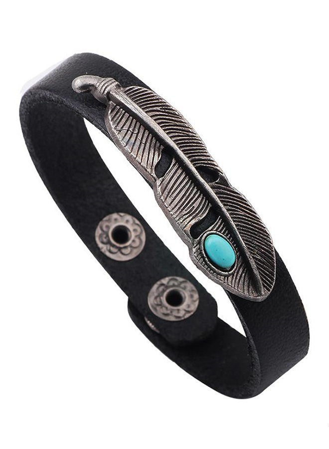 Feather Design Leather Bracelet 