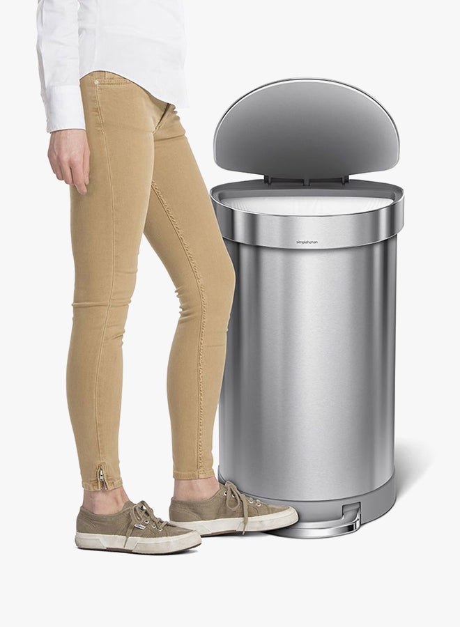 simplehuman Semi-Round Step Bin With Lid Silver 45Liters  - Image 2