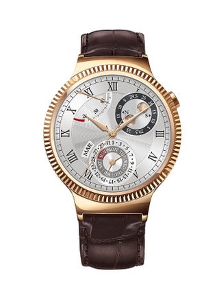 Stainless Steel With Brown Leather Strap Smartwatch - 42mm Rose Gold - v1526197540/N14505518A_1