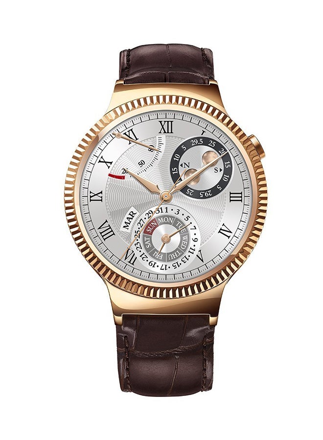 HUAWEI Stainless Steel With Brown Leather Strap Smartwatch - 42mm Rose Gold  - Image 1