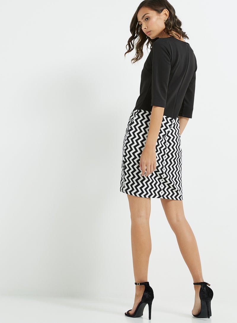 Golden Apple Symmetrical Pattern Mini Dress Black  - Image 2