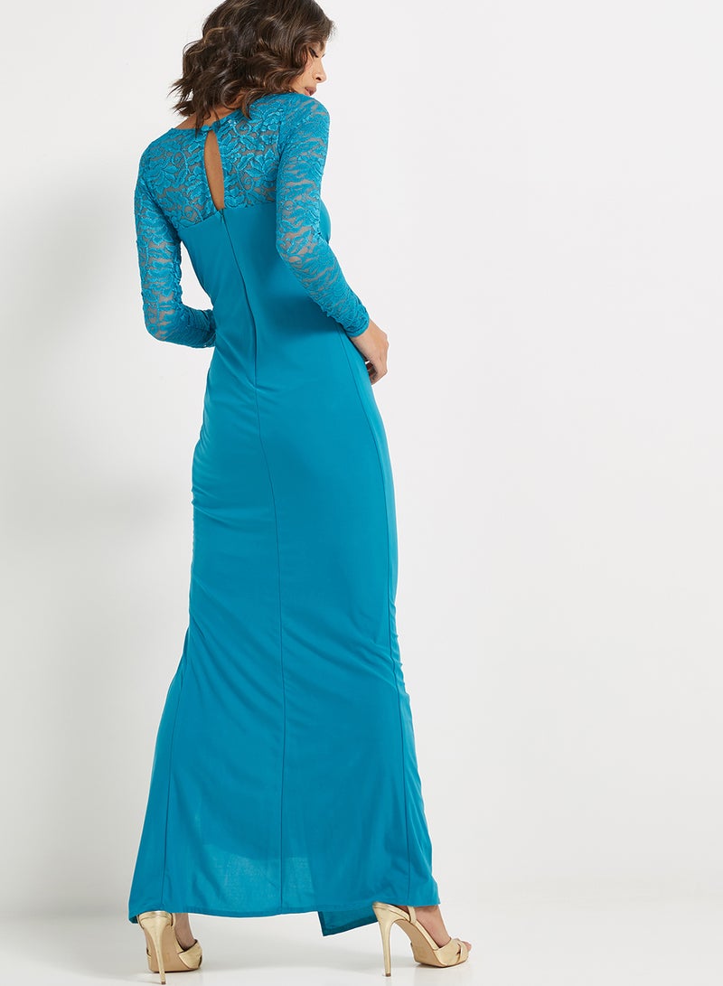 Golden Apple - Split Maxi Dress Turquoise - Image 1