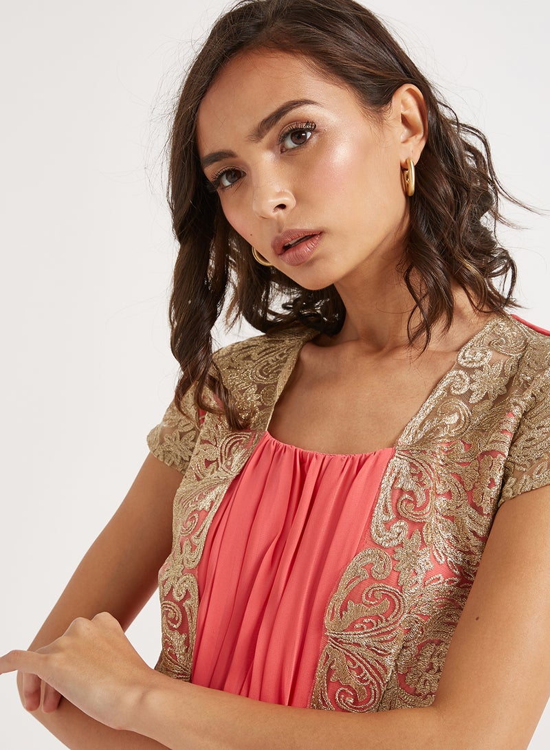 Golden Apple Lace Maxi Dress Peach  - Image 3